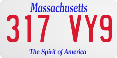 MA license plate 317VY9