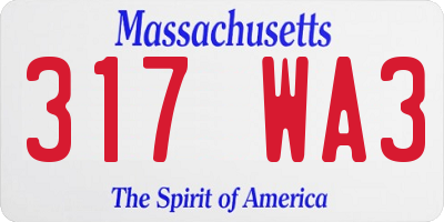MA license plate 317WA3