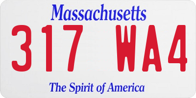 MA license plate 317WA4