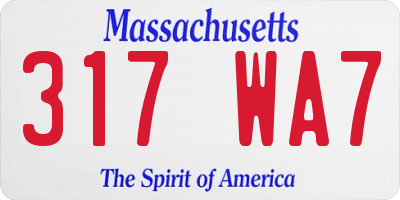 MA license plate 317WA7