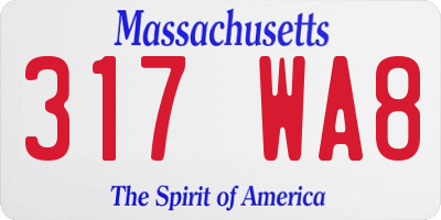 MA license plate 317WA8