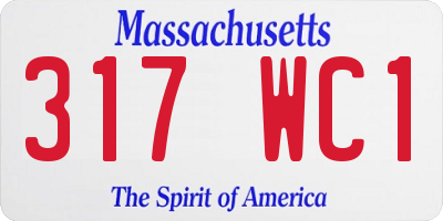 MA license plate 317WC1
