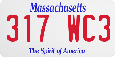 MA license plate 317WC3