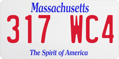 MA license plate 317WC4