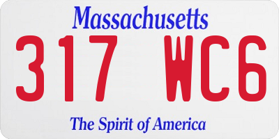 MA license plate 317WC6