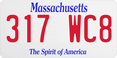 MA license plate 317WC8