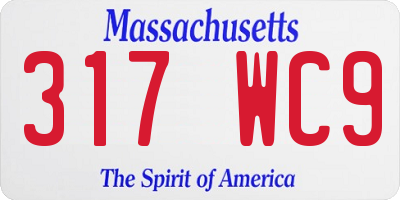 MA license plate 317WC9