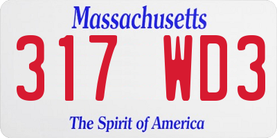 MA license plate 317WD3