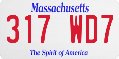 MA license plate 317WD7