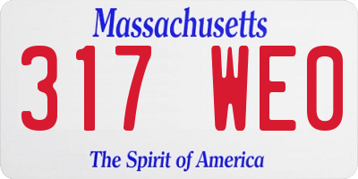 MA license plate 317WE0