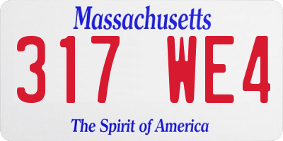MA license plate 317WE4