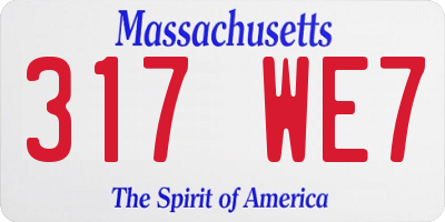 MA license plate 317WE7