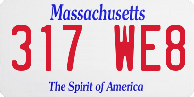 MA license plate 317WE8