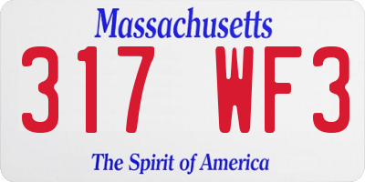 MA license plate 317WF3