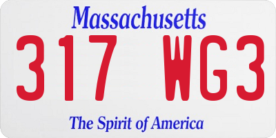 MA license plate 317WG3