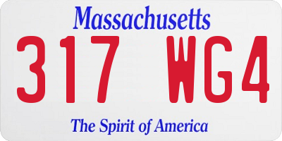 MA license plate 317WG4
