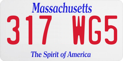 MA license plate 317WG5