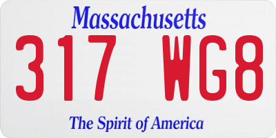 MA license plate 317WG8