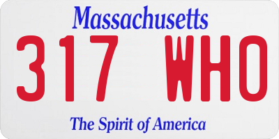 MA license plate 317WH0