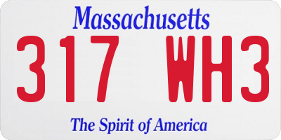 MA license plate 317WH3
