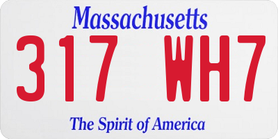 MA license plate 317WH7
