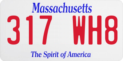 MA license plate 317WH8