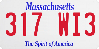 MA license plate 317WI3