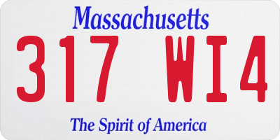 MA license plate 317WI4