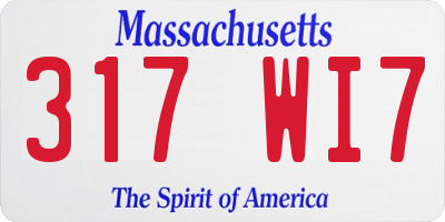 MA license plate 317WI7