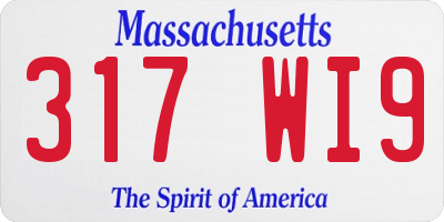 MA license plate 317WI9