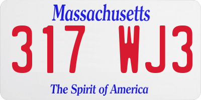 MA license plate 317WJ3