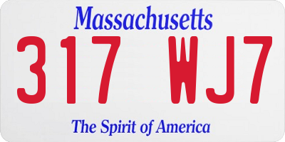 MA license plate 317WJ7