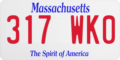 MA license plate 317WK0