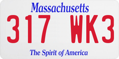 MA license plate 317WK3