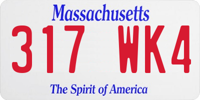 MA license plate 317WK4