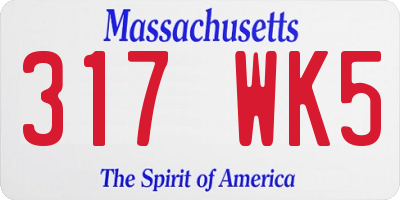 MA license plate 317WK5