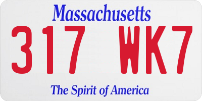 MA license plate 317WK7