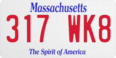 MA license plate 317WK8