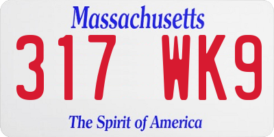 MA license plate 317WK9