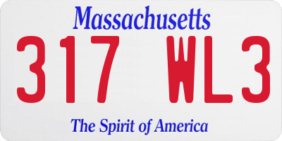 MA license plate 317WL3