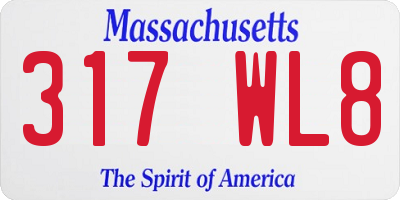 MA license plate 317WL8