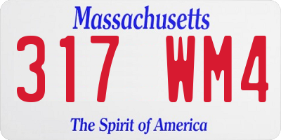 MA license plate 317WM4