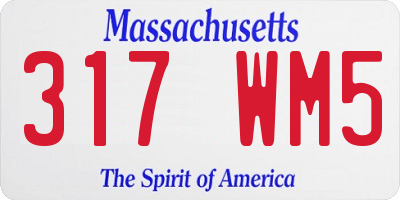 MA license plate 317WM5