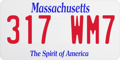 MA license plate 317WM7