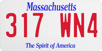 MA license plate 317WN4