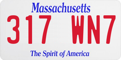 MA license plate 317WN7