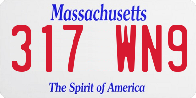 MA license plate 317WN9