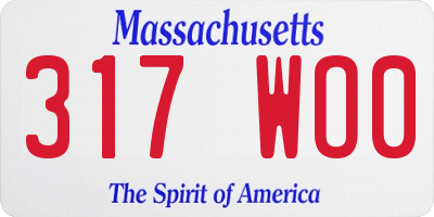 MA license plate 317WO0