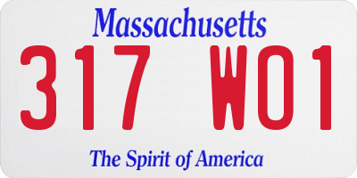 MA license plate 317WO1