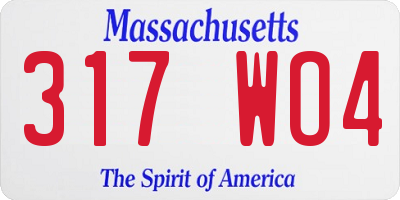MA license plate 317WO4